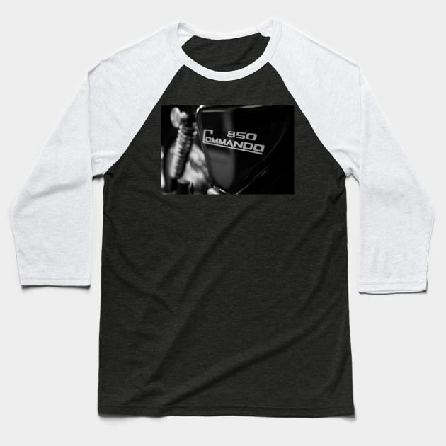 850 Commando (B&W) Baseball T-Shirt by Silver Linings